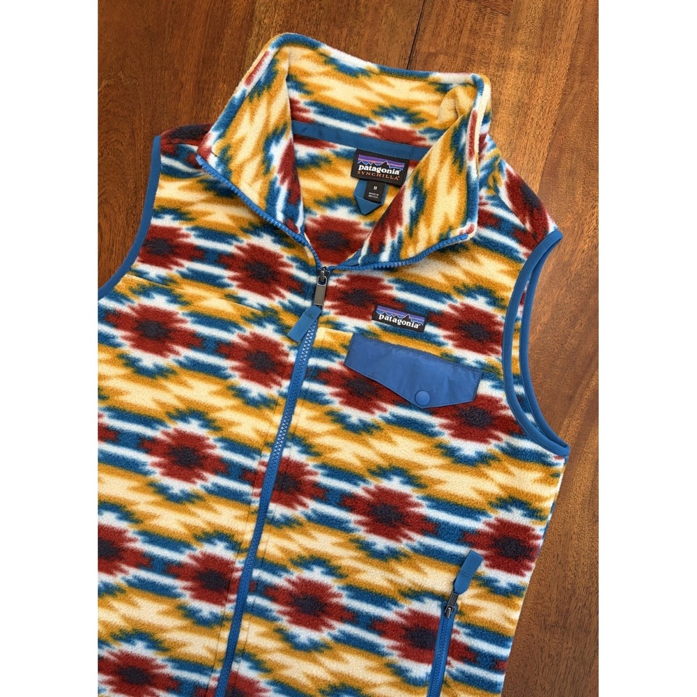 Patagonia Synchilla Snap-T Fleece Vest Womens M Full Zip Wild Desert Aztec South